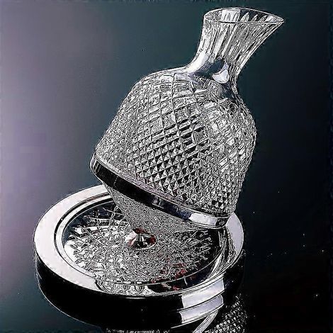 HONORNIC - Carafe à vin rotative en cristal 1500 ml/50 oz - Design élégant à carreaux, aération rapide, cadeau idéal pour les amateurs de vin (1/4)