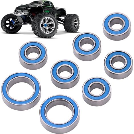 8Pcs Moyeu de Roue Roulement Scellé, 5X11X4mm 10X15X4mm Rc Voiture Roulements À Billes Moyeu de Roue Kit de Roulement Scellé, pour 1/10 4X4 4Wd Slash Stampede Rustler (1/5)