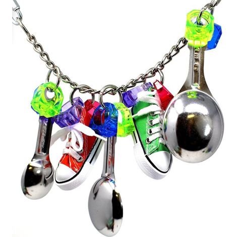 Kauspielzeug für Papageien, Papageienspielzeug, Vogelspielzeugkörbe, Seilspielzeug mit Metalllöffel (1/2)