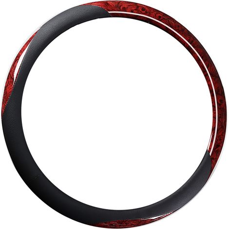 Housse de volant 38 cm, simili cuir, fibre de carbone, absorbante et antidérapante, rouge (1/5)