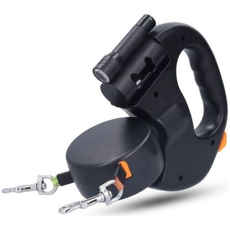 Csparkv – Doppelleine für 2 Hunde bis 25 kg – Reflektierendes Nylon – Länge 3 m – 360° drehbar, um Verheddern zu verhindern (1/5)