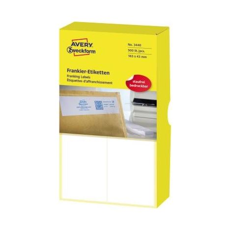 Avery Zweckform 3440 Frankier-Etiketten, 163 x 43 mm, 1 Pack/500 Etiketten, weiß (1/3)