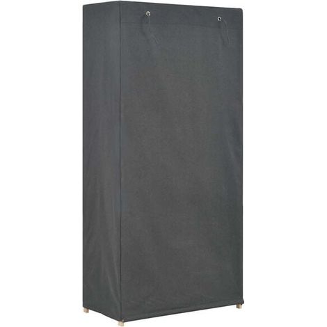 Armoire Penderie en Tissu 3 Étagères, Dressing Portable avec Fermeture Éclair, Rangement Vêtements Robuste 79x40x170 cm, Gris (1/5)