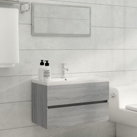 Lot de 2 Ensemble meubles de salle de bain Vintage,Ensemble d'armoires Toilette Sonoma gris -47062 (1/5)