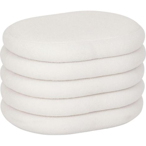 Pouf Coffre Bouclette "Giulia" 59cm Blanc (1/5)