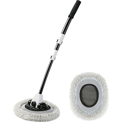 Brosse de lavage auto en microfibre chenille non pelucheuse et anti-rayures, avec manche télescopique long. (1/5)