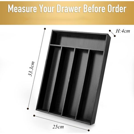 Boîte de rangement pour couverts - noire -tiroir à couverts