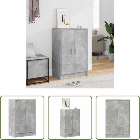 vidaXL Schuhschrank Holzwerkstoff -  Schuhschrank Betongrau 60x35x92 cm Holzwerkstoff (1/5)