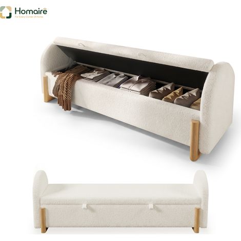 Sitzbank Chenille weiß aus Polyester 186 x 47 x 61 cm HOMAIRE (1/5)