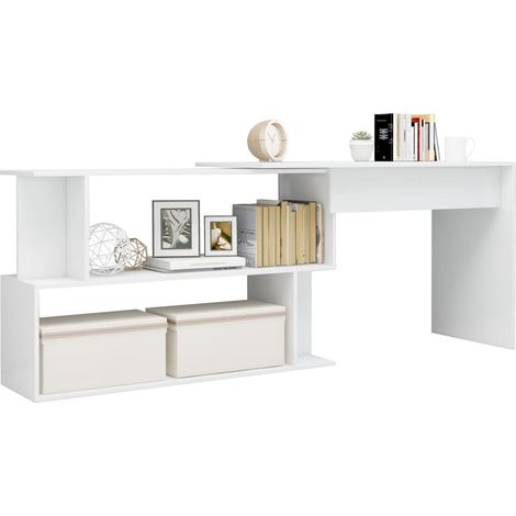 Bureau d'angle Blanc brillant 200x50x76 (1/5)