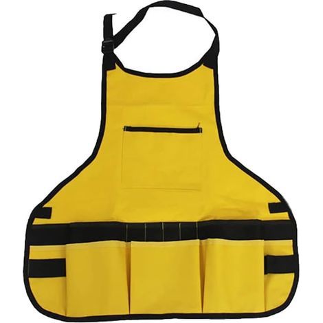 Verstellbare Gartenschürze mit Taschen und Werkzeuggürtel aus dickem Oxford-Gewebe, wasserdicht und abriebfest, für Haus und Garten, gelb, Einheitsgröße. (1/5)