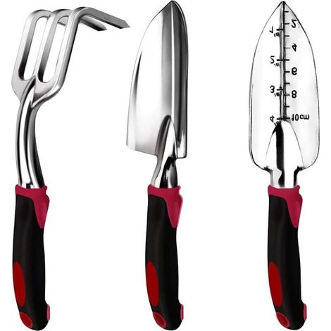 Outils de Jardinage, 3 Pièces Acier Inoxydable et durables Outils de Jardinage poignées ergonomiques avec Sécateur et Scoop de Sol, Outil de Jardin, Désherbage, Culture, Greffage-Fei Yu (1/5)