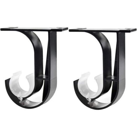 Support de tringle à rideau plafond 28 mm, fixation murale alliage zinc noir avec vis et chevilles, pour chambre salon salle de bain (1/5)
