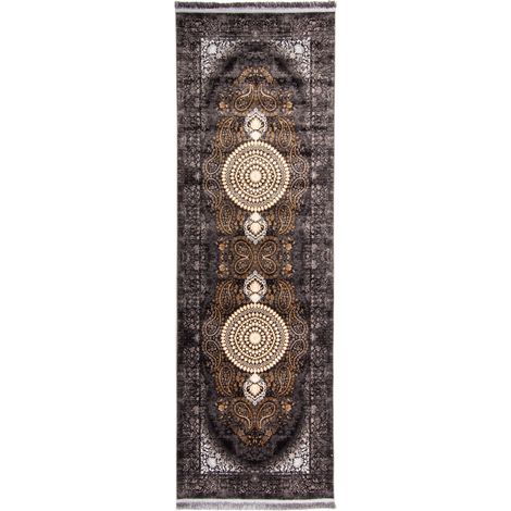 Tapis persan Yasmin - 400x100cm, Rectangular - 100% Acrylique - Tissé - Gris (1/5)