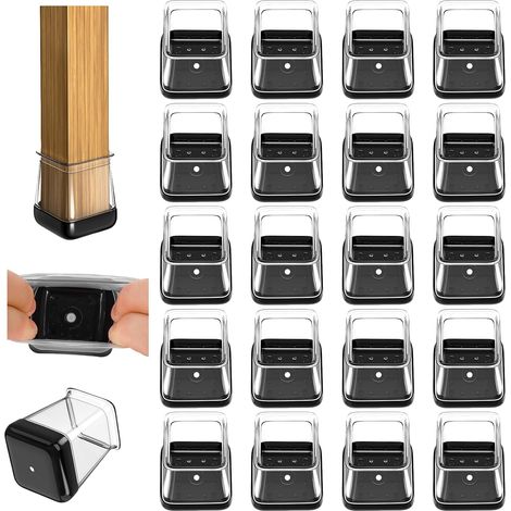 Lot de 20 protections pour pieds de chaise, pieds de meubles, pieds de table, anti-bruit et anti-rayures (carré-S) (1/5)