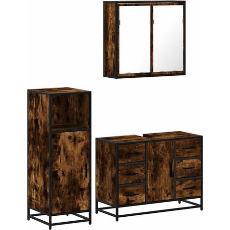 Maison Exclusive - Ensemble de meubles de salle de bain 3 pcs Chêne fumé