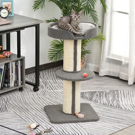 Tiragraffi ad albero con pali in sisal e piattaforme, 45 x 45 x 91 cm, grigio DESVIAE (1/5)