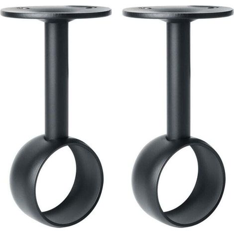 Supporto per asta per tende, supporto per asta per guardaroba con viti, montaggio a soffitto per tende e guardaroba, acciaio inox nero opaco, diametro 32 mm, 2 pezzi