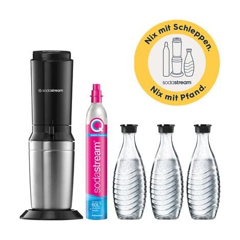 Machine à soda Sodastream CRYSTAL 3.0 – Acier inoxydable noir – Capacité 0,7 L – 3 carafes en verre incluses – Cartouche CO₂ Quick Connect (1/3)