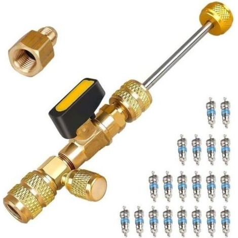 PA Kit di strumenti professionali per la rimozione/installazione del nucleo della valvola SAE da 1/4\\" e 5/16\\", per la riparazione di impianti HVAC e AC per R22, R32, R410A e R134a. (1/4)