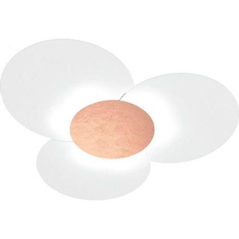 Plafoniera moderna top light clover 1114 70 fa fr fo sa cr ga e27 led vetro lampada soffitto, finitura metallo foglia rame