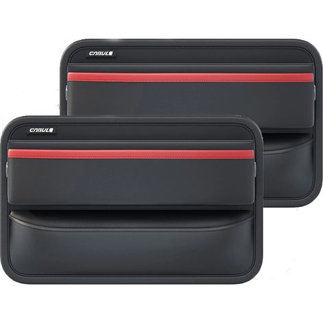 (2 pièces rouges) Boîte de rangement en cuir PU pour console centrale de voiture, côté siège, avec porte-bouteille, pour ranger et organiser vos espaces. (1/5)