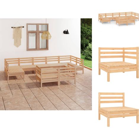Gartenmöbel-Sets - Living 10-tlg. Garten-Lounge-Set Massivholz Kiefer (1/5)