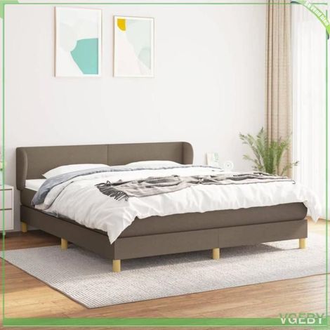 Sommier à lattes avec matelas - FAF7291712409387 - 160x200 cm - Tissu taupe - Matelas 20 cm ressorts ensachés (1/5)