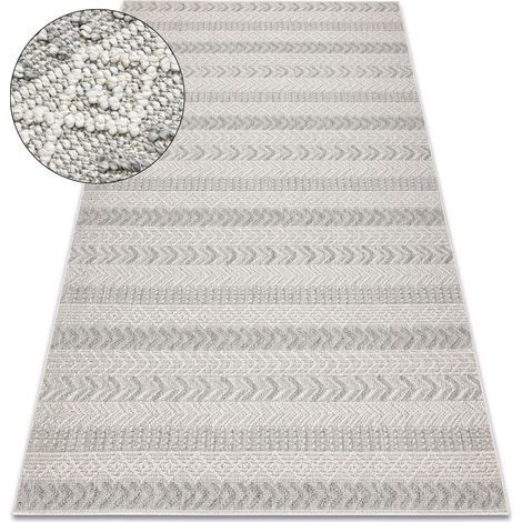 Carpet JERSEY 19243 grey - Chevron, structural, loop BOHO beige 60x100 cm