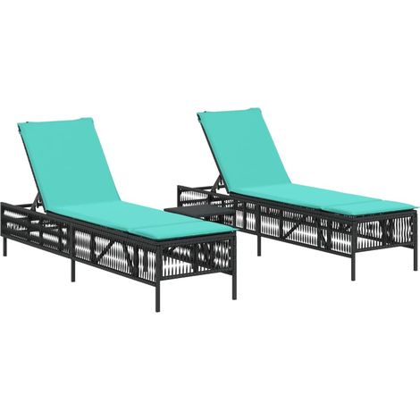 Maison Exclusive - Lettini prendisole 2 pz con Tavolino in Polyrattan Nero