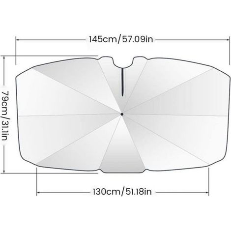 Sonnenschutz für die Windschutzscheibe – 57 x 31 Zoll – 360° drehbar – faltbar – UV-Schutz (1/4)