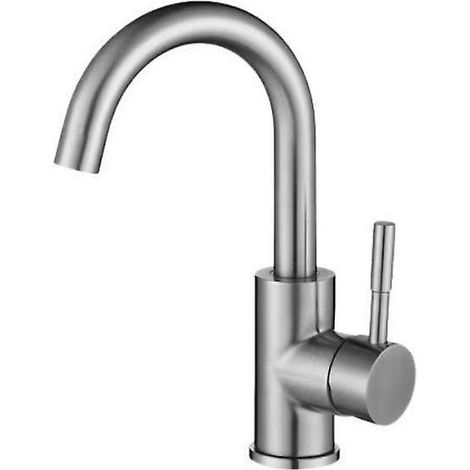 87mm Robinet De Lavabo En Acier Inoxydable, Petit Robinet De Salle De Bain Courb Chaud Et Froid, Bross (1/5)