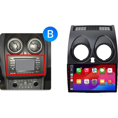 Radio para coche, pantalla táctil, reproductor multimedia, compatible con Nissan Qashqai (J10) 2006-2013, ventilador de refrigeración integrado, navegación GPS Android, Linux - B (1/2)