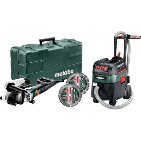 Metabo Fraiseuse de maçonnerie MFE 40 + Aspirateur universel ASR 35 L ACP Set + 2 disques à tronçonner diamantés Classic UC coffret plastique (1/3)
