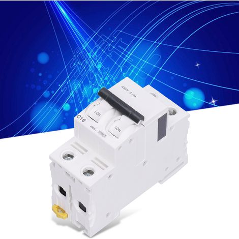 Disjoncteur miniature iC65N C16 2P AC 400V 16A, montage sur rail DIN, pouvoir de coupure basse tension 6000A, contacts argentés (1/5)