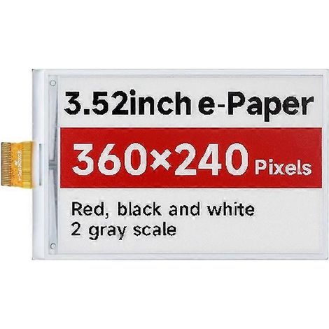 Pantalla de tinta electrónica de 3,52 pulgadas en rojo, negro y blanco, 360 x 240, interfaz SPI, efecto similar al papel sin necesidad de electricidad. (1/5)