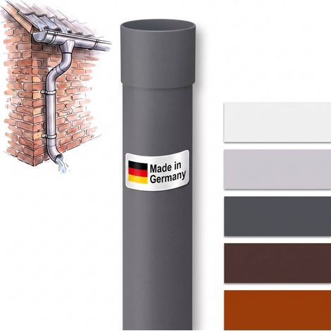 INEFA Fallrohr 100 cm, PVC Regenrohr Dachrinnenzubehör,einfache Steckmontage, Made in Germany - DN75 / 75mm, 1 Stück, Anthrazit (1/5)