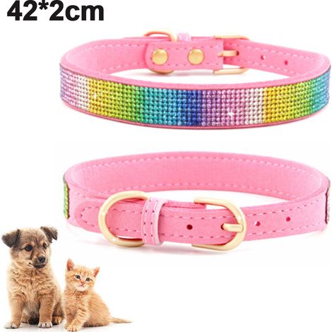 Collier rose pour chienne de taille moyenne, en nylon pailleté, avec boucle à ouverture rapide. (1/4)
