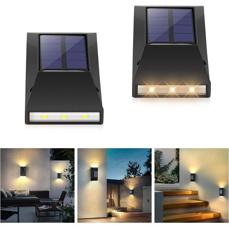 Lampes Solaires Extérieur Jardin, 2 Pièces LED Murale Étanche IP65, Éclairage Haut et Bas pour Portails, Clôtures, Murs, Espace Vert (1/5)