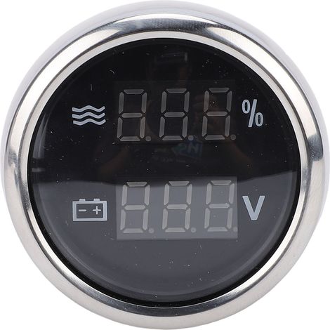 Ortviai Jauge Numérique 52 mm pour Niveau d'Eau et Tension, Écran Bleu Rétroéclairé, Acier Inoxydable 316 (1/5)