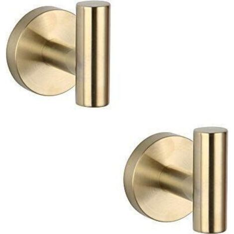 Set mit 2 Haken aus gebürstetem, goldfarbenem Edelstahl SUS 304 für das Badezimmer (1/4)