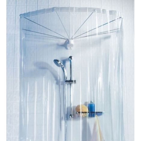 Spirella – Rideau de douche PEVA 200x170cm transparent – Bas lesté – Bordure renforcée – Oeillets robustes pour maintien