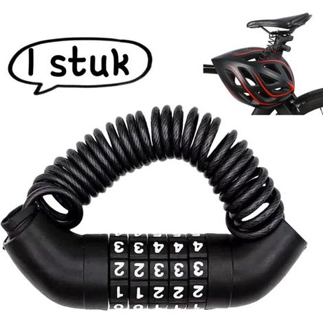 article - Cadenas à chiffres pour vélo - Cadenas à chiffres antivol pour casque - Cadenas à câble télescopique pour motos - Cadenas à câble en acier - Cadenas à chiffres pour casque à cinq chiffres - (1/5)