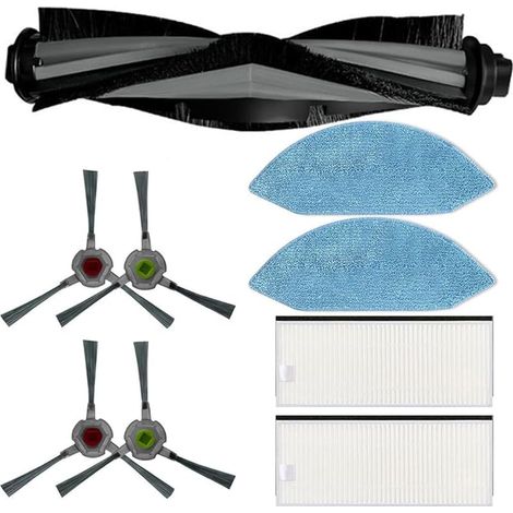 Accessoires de rechange pour aspirateur robot Ecovacs Deebot Ozmo U2 U2 Pro, 1 brosse principale + 2 balais + 4 brosses latérales + 2 filtres Hepa