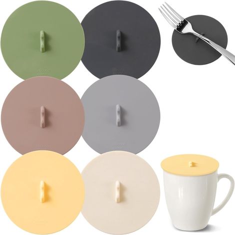 6 pezzi - coperchi in silicone per tazze - coperchi universali riutilizzabili e antipolvere - coperchi antipolvere e a tenuta d'aria - per tazze, tazze da tè, tazze da caffè (10 cm) (1/5)