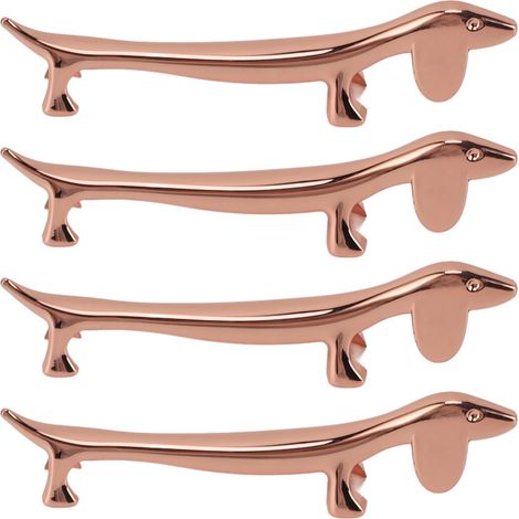 Poggia bacchette in lega di zinco placcata, porta cucchiaio riutilizzabile per forchetta, oro rosa, bassotto, 4 pezzi. (1/5)