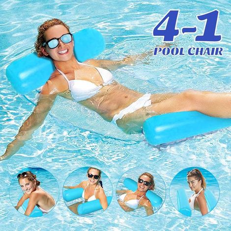 Lit de natation gonflable, hamac aquatique 4 en 1, chaise longue de piscine, matelas pneumatique, hamac gonflable pour adultes et enfants (bleu) (1/5)