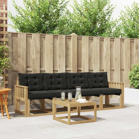 vidaXL  Outdoor Sofa Set  with Cushion 5 pcs White and Black