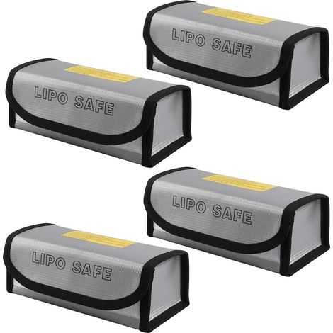 Lot de 4 sacs de sécurité pour batteries au lithium ignifuges et antidéflagrants, sac de rangement de charge en fibre, argent (1/5)