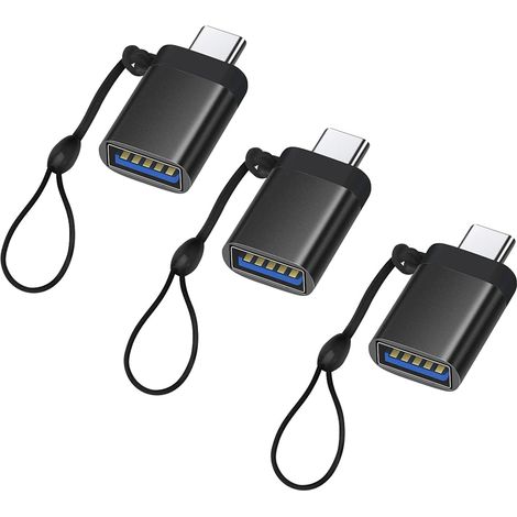 CCYKXA USB C to USB 3.0 Adapter (3 Pack), USB-C to USB-A Female OTG Adapter USB Type C Adapter Compatible with MacBook, Samsung Galaxy, Huawei and More, Black